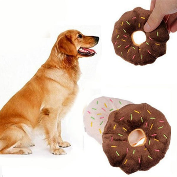 Pet Dog Squeaky Throw Toys Cute Donuts Puppy Cat ~ 11cm