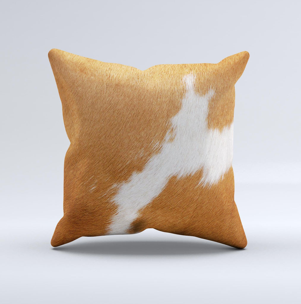 Real Brown Cow Coat Texture  Ink-Fuzed Decorative Throw Pillow