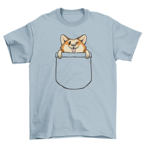Corgi dog in pocket t-shirt