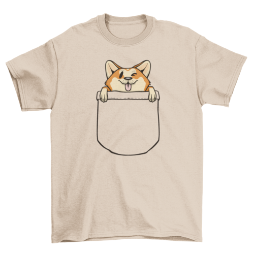 Corgi dog in pocket t-shirt