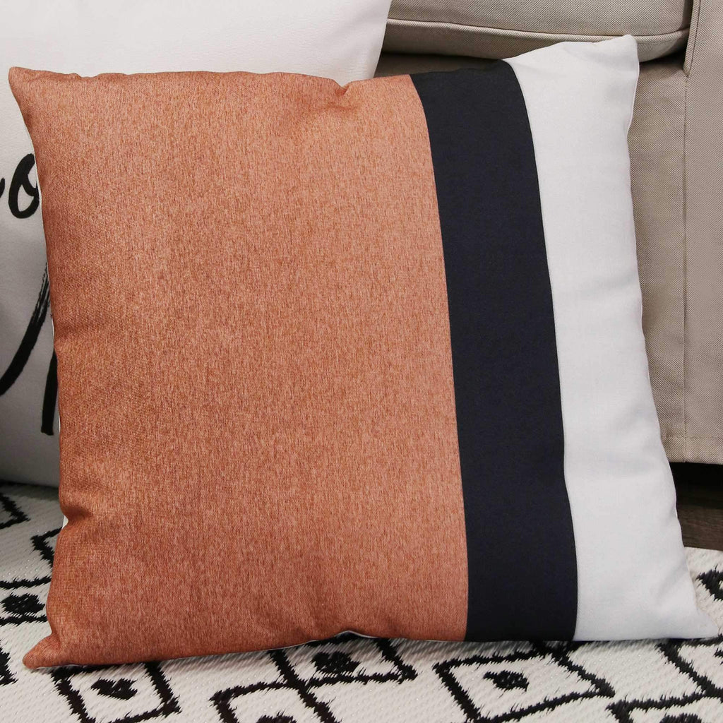 Light Coral and Black Color Block Square Pillow