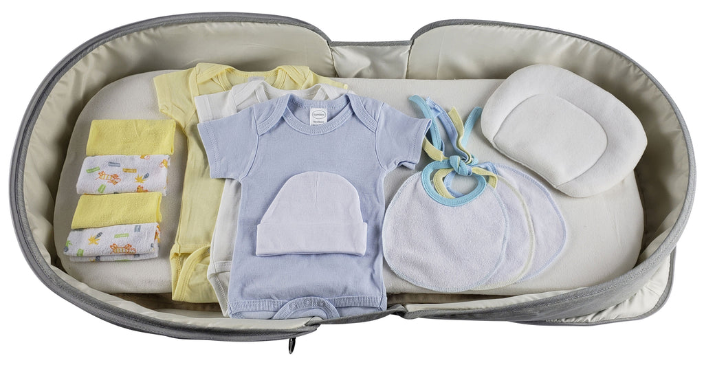 Baby Clothing Starter Set with Diaper Bag Portable Changing Crib
