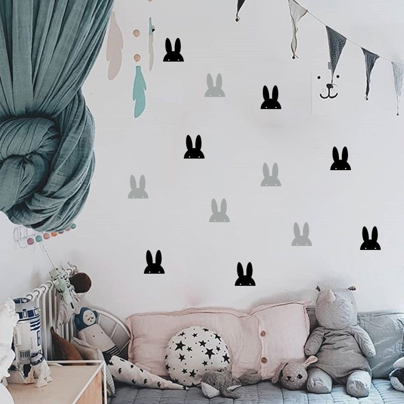 Self-Adhesive Wall Stickers Little Bunny Rabbit for Baby Nursery Wall Decals