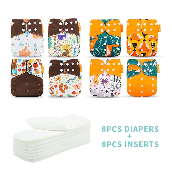 Baby Diapers with Inserts - Forest, Fox, Animals