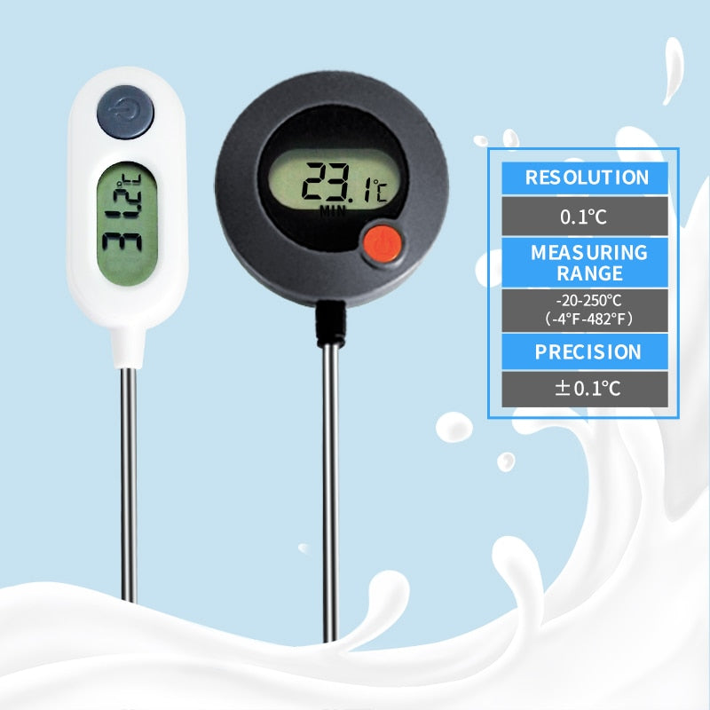 thermometer lock measurement temperature, temperature display screen, temperature long probe, celsius or fahrenheit switch, battery digital thermometer