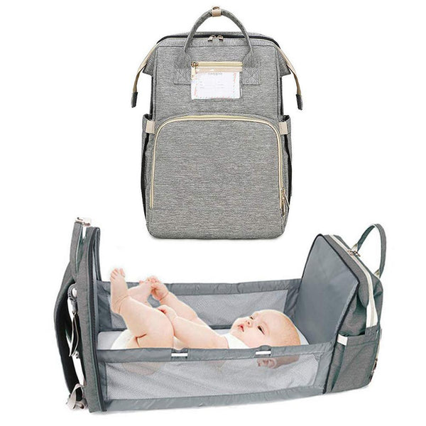 Unisex Baby Travel Backpack Nappy Diaper Change Pad Convertible Bag Insulated Milk Section - Grey