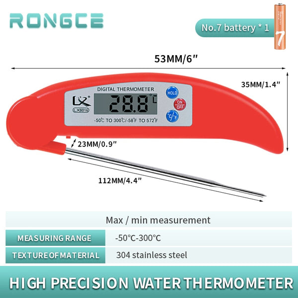 Red Color foldable digital thermometer for food, Digital Hot Food Thermometer, thermometer for hot food, thermometer for cooking, thermometer for baby milk, thermometer for kids, thermometer for adults, BBQ meat thermometer, baking thermometer, thermometer for baking, digital thermometer for baby food