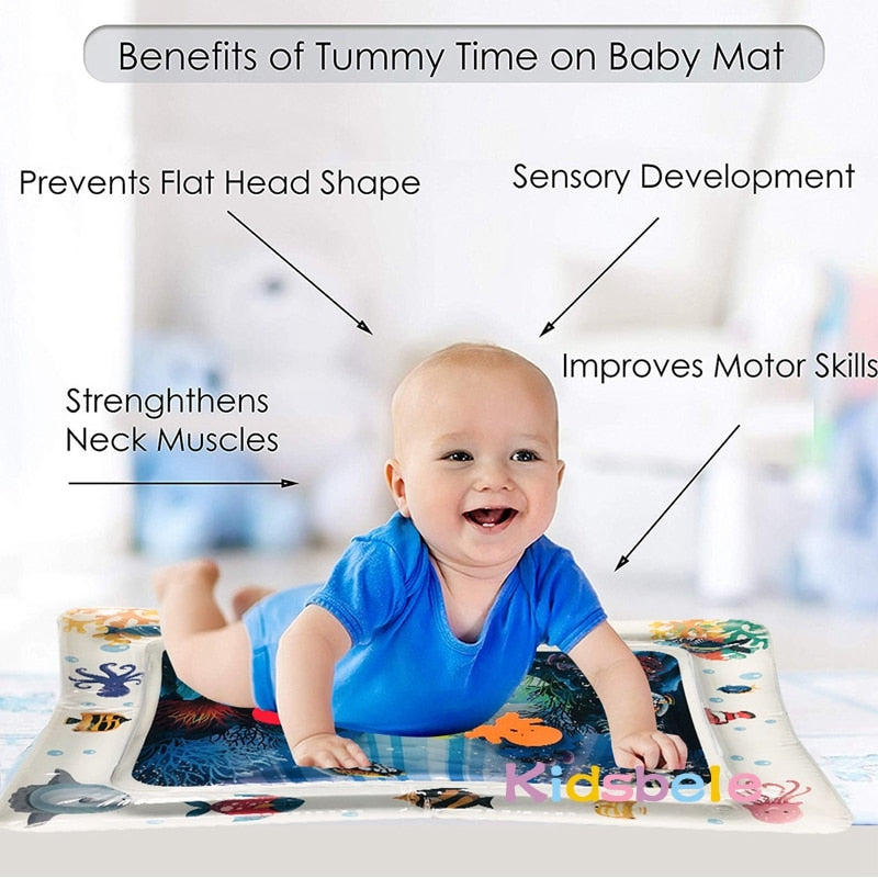 Benefits of Tummy Time on Baby Mat. Prevents Flat Head Shape. Sensory Development. Improves Motor Skills Strengthens Neck Muscles.
