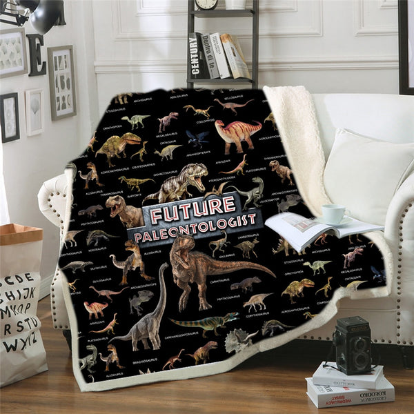 Dinosaur Blanket Fleece Sofa Throw For Adults Kids on Bed Crib or Travel