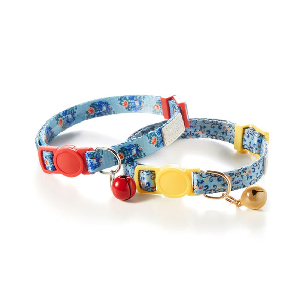 Adjustable Cat Collar with Bell Suitable for Toy Breed Dogs - Coral and Yellow