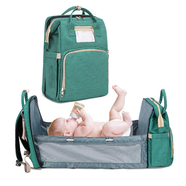 Unisex Baby Travel Backpack Nappy Diaper Change Pad Convertible Bag Insulated Milk Section - green