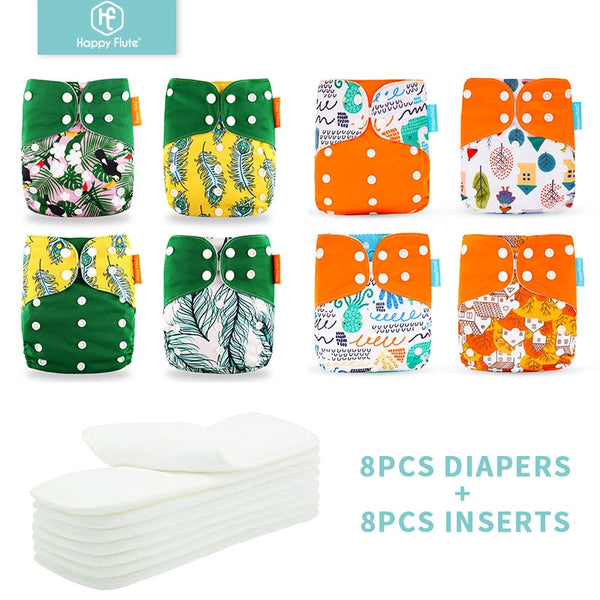 Baby Cloth Diapers with Inserts Green and Orange
