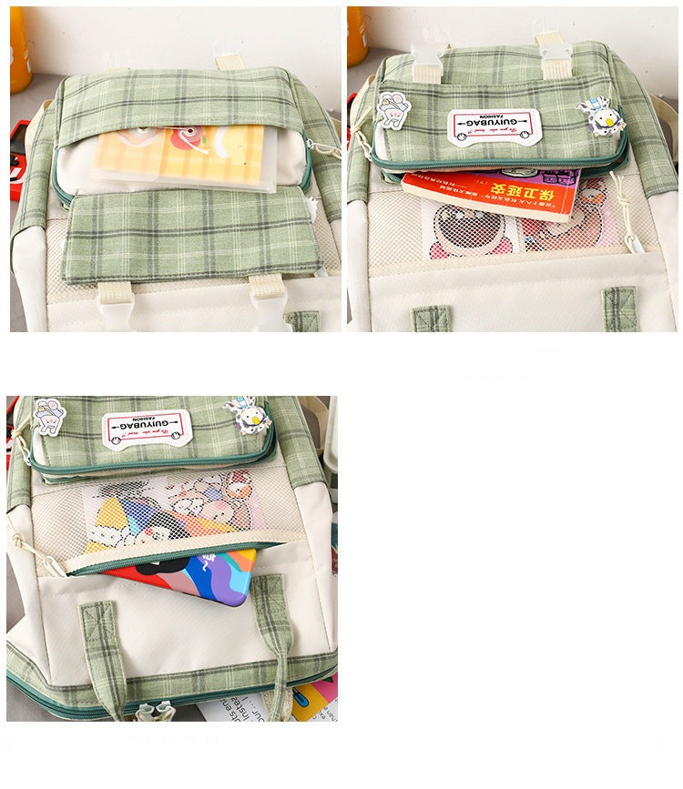casual school teens backpack with multiple compartments for books, stationary, mobile phone, zipped pockets