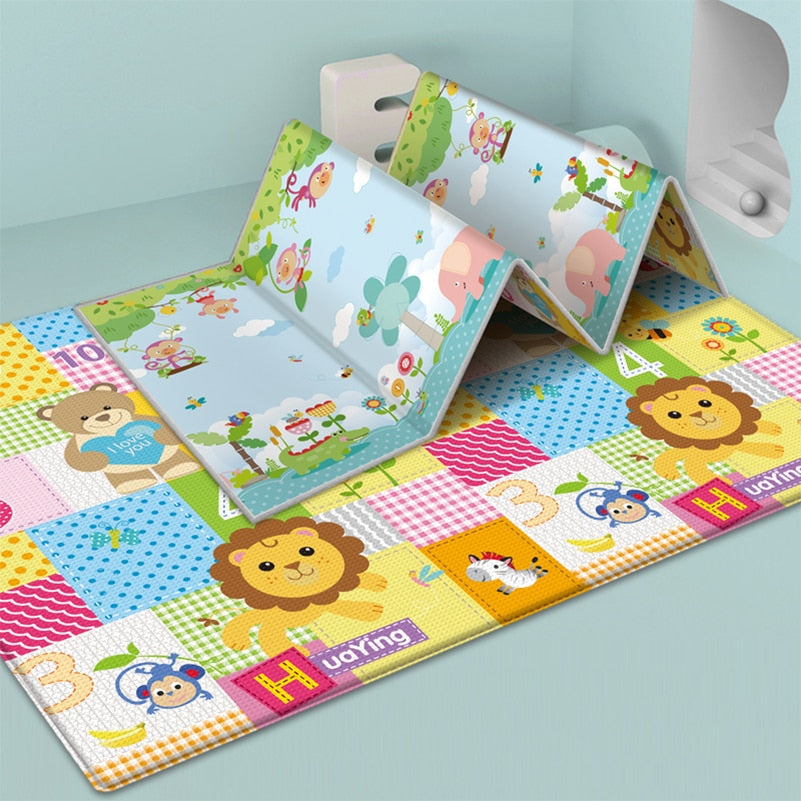 Non-Toxic Foldable Baby Play Mat Activity Game Padding for Kids learn animals, alphabets, numbers