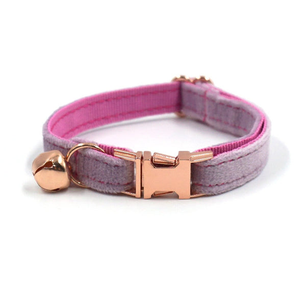 Size L - Velvet Collar Adjustable for Cat or Puppy with Bell & Personalized Customized ID Tag