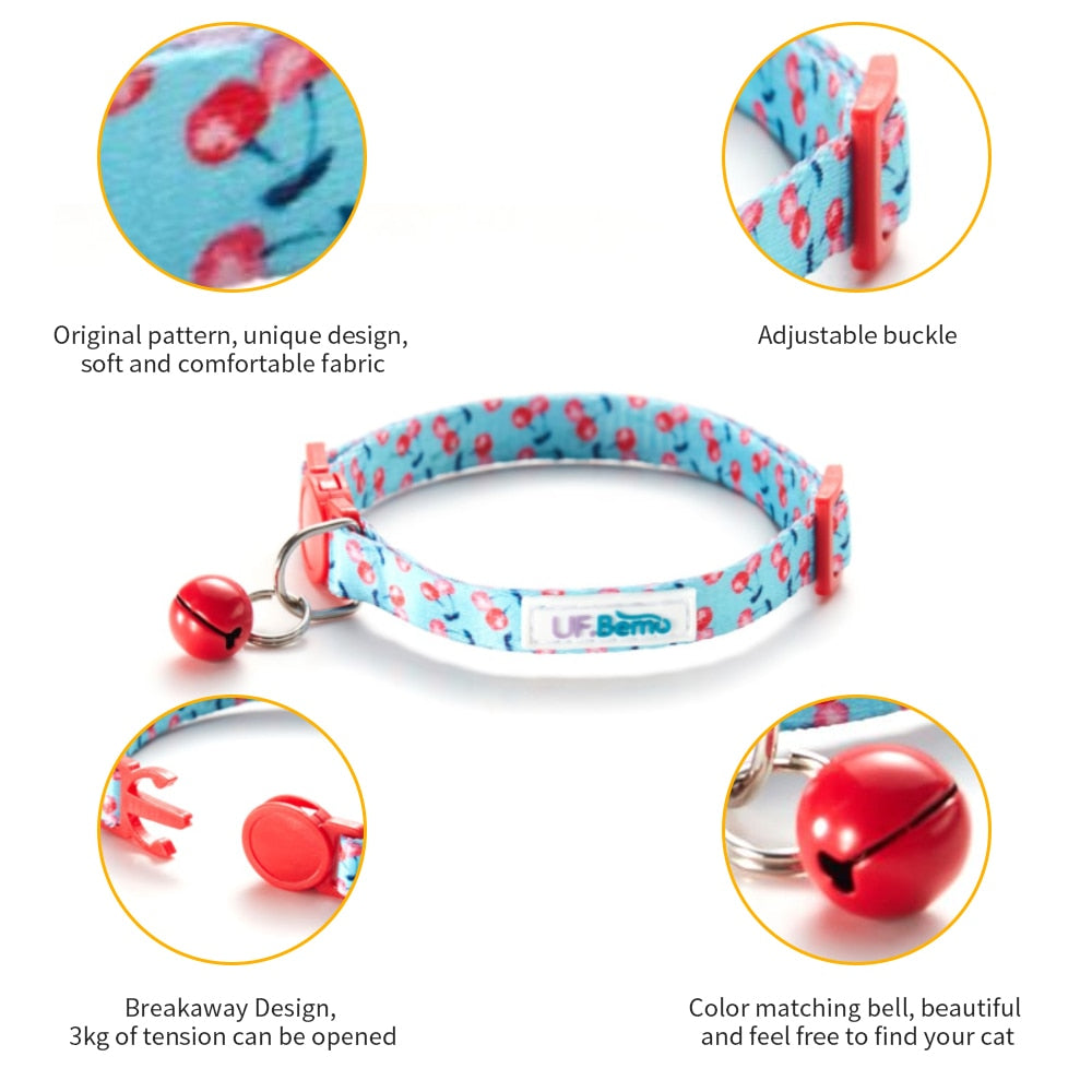 Comfortable Neck Adjustable Cat Collar with Color Matching Bell