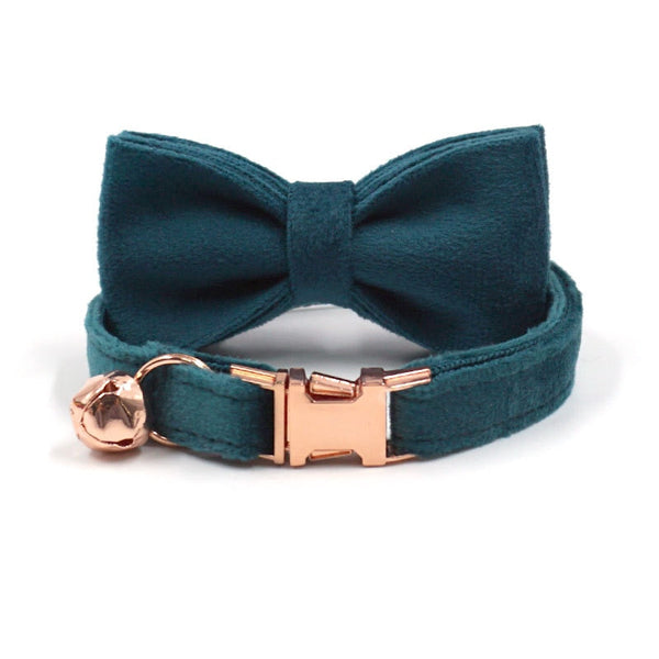 Size S - Velvet Collar Adjustable for Cat or Kittens with Bell & Personalized Customized ID Tag
