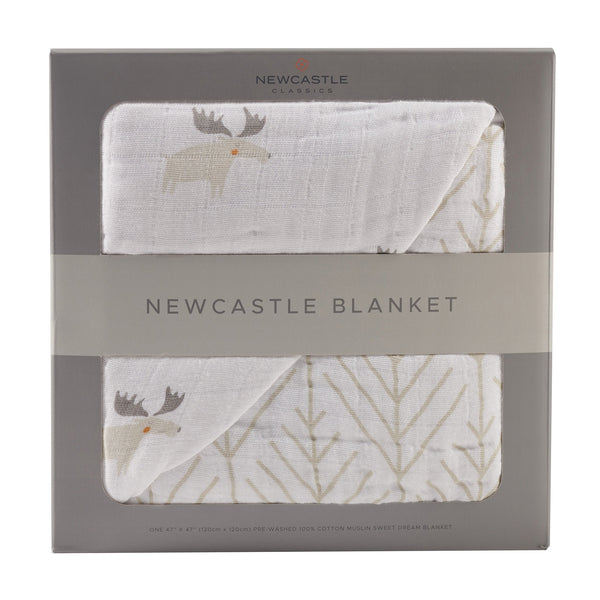 Mister Moose and Forest Arrow Cotton Muslin Newcastle Blanket