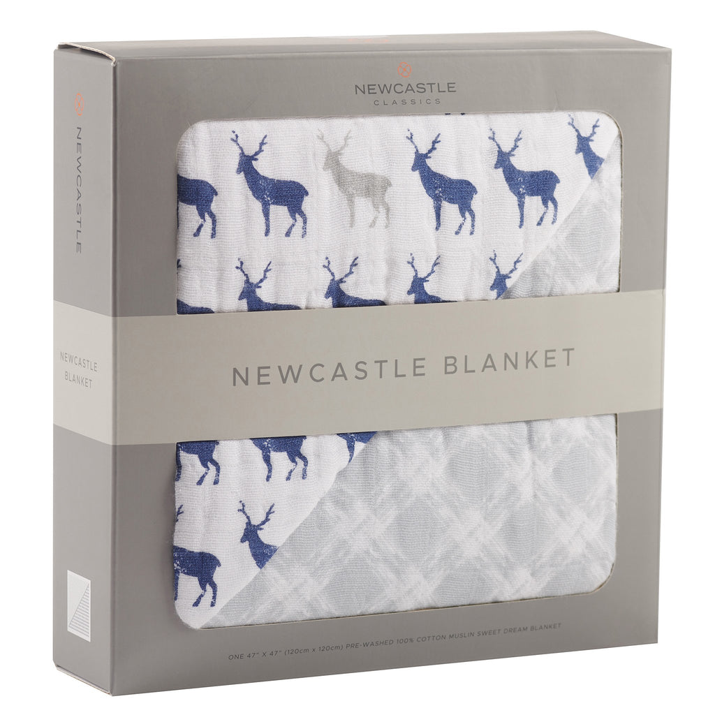 Blue Deer and Glacier Grey Newcastle Blanket