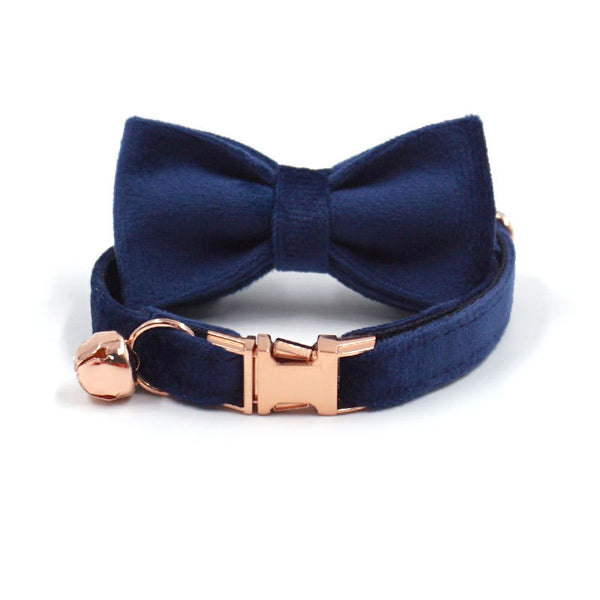 Size S - Velvet Collar Adjustable for Cat or Kittens with Bell & Personalized Customized ID Tag