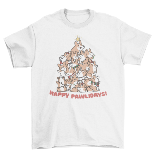 Corgi dog Christmas tree t-shirt design