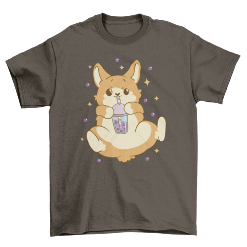 Bubble Tea Corgi Dog T-shirt