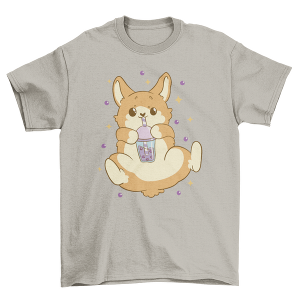 Bubble Tea Corgi Dog T-shirt