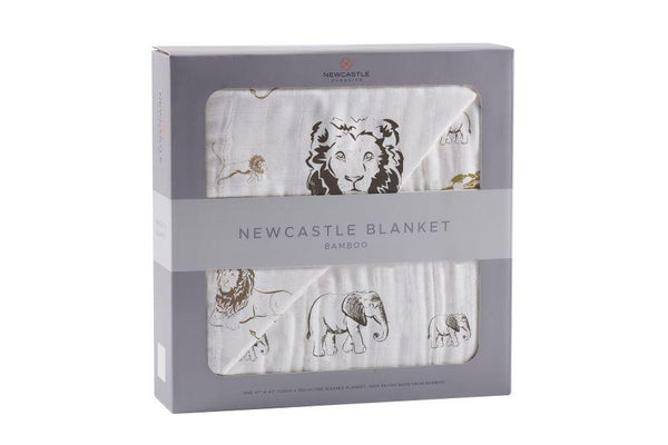 Hear Me Roar Lion and Rhinos and Elephants Bamboo Newcastle Blanket
